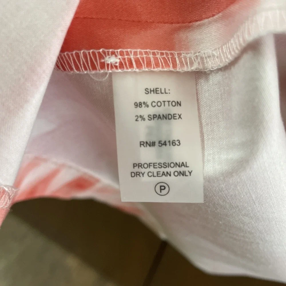 Calvin Klein Watercolor Belted Dress Pleated  Size 8 Pink White V Neck